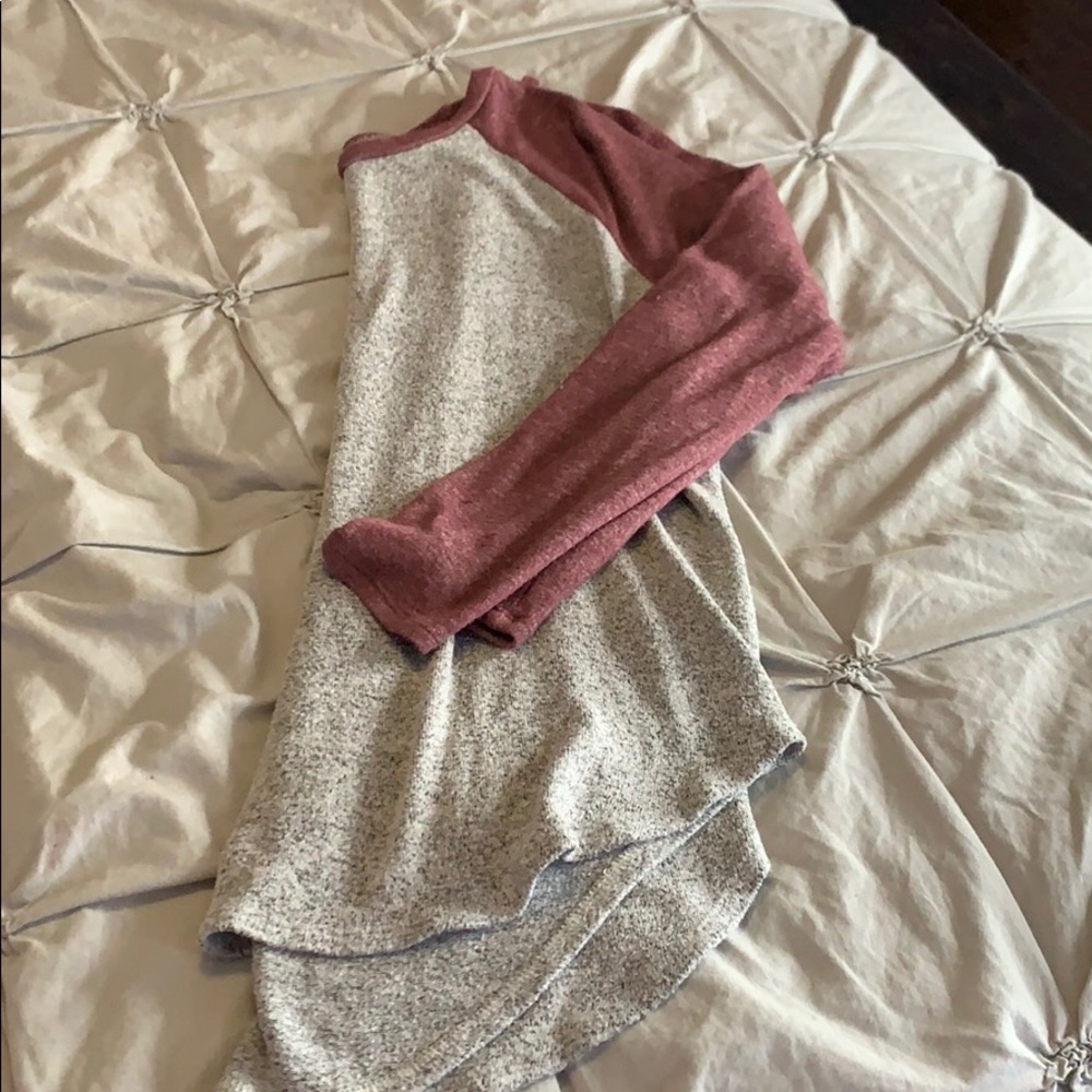 Grey and maroon top